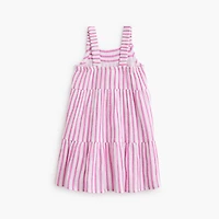Girls' striped shimmer gauze tiered dress