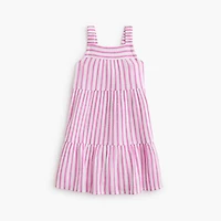 Girls' striped shimmer gauze tiered dress