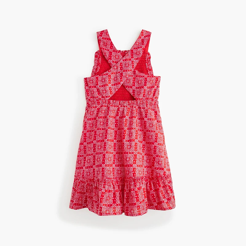 Girls' smocked cross-back dress