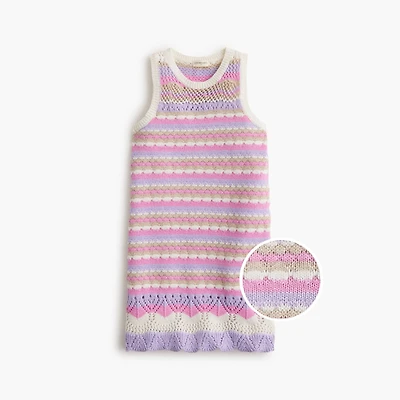 Girls' striped crochet sweater-dress