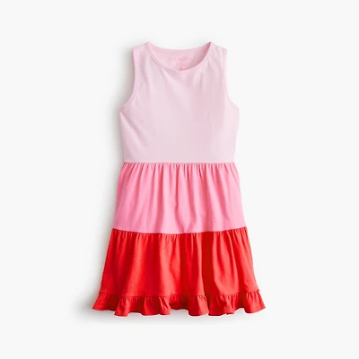Girls' colorblock knit tank dress