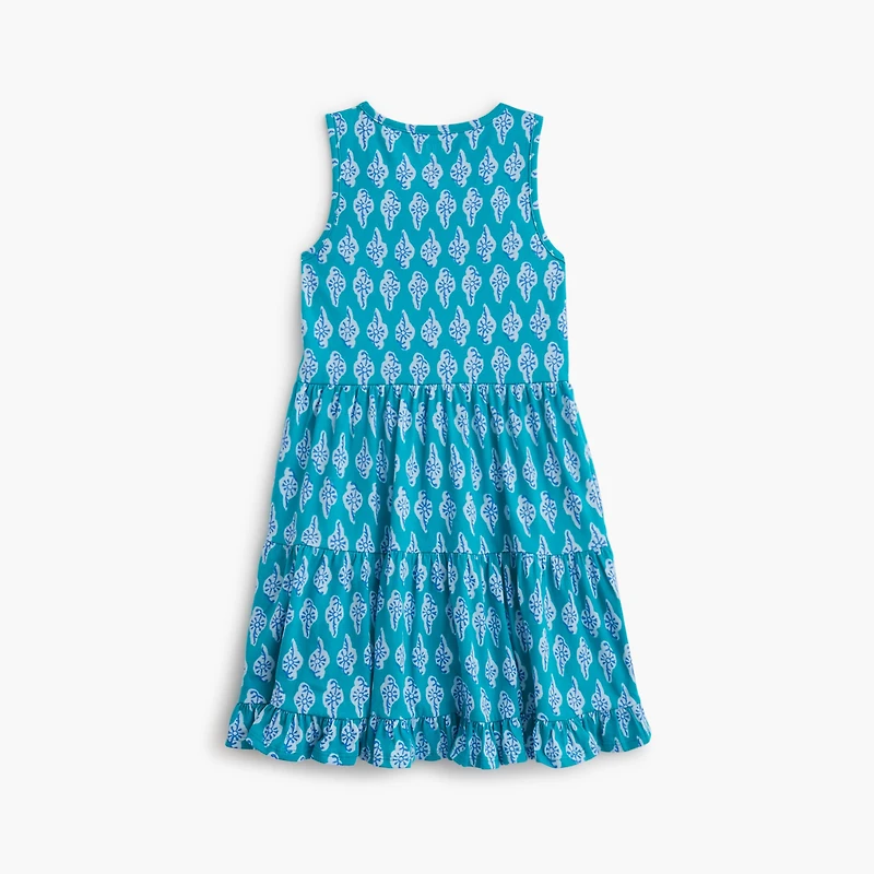 Girls' block-print knit tank dress