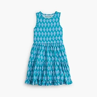 Girls' block-print knit tank dress