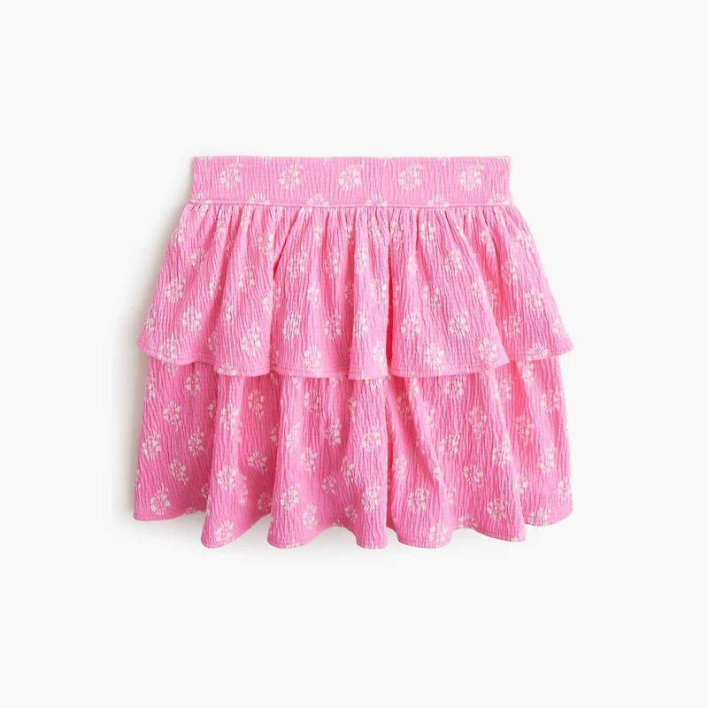 Girls' tiered crinkle-knit skort