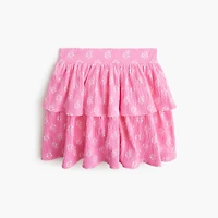 Girls' tiered crinkle-knit skort
