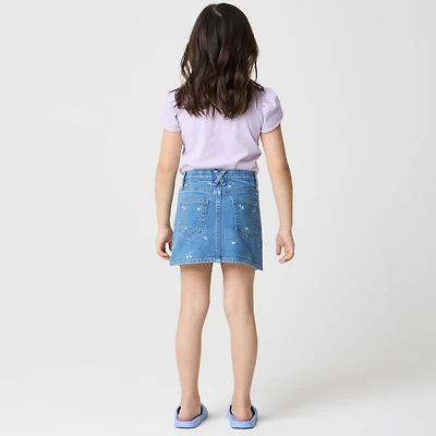 Girls' flower embroidered denim skirt