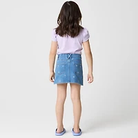 Girls' flower embroidered denim skirt