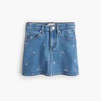 Girls' flower embroidered denim skirt