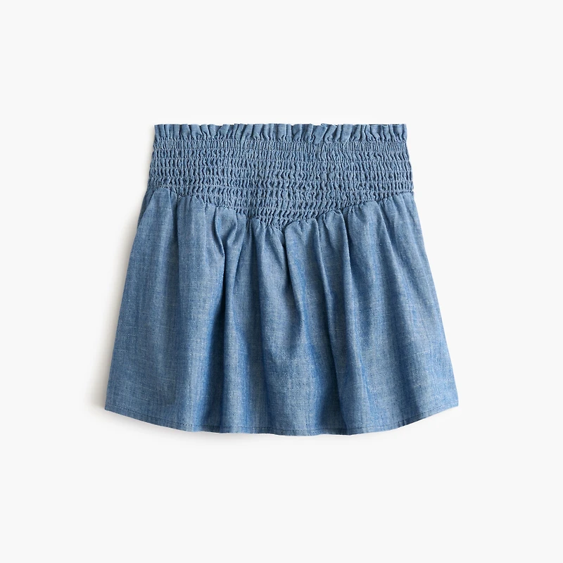 Girls' smocked chambray skirt