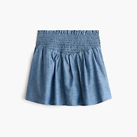 Girls' smocked chambray skirt