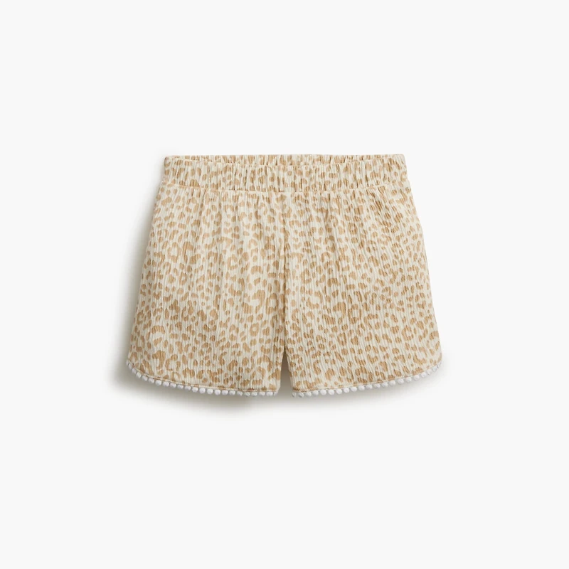Girls' leopard crinkle-knit short