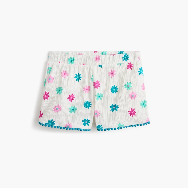 Girls' floral crinkle-knit short