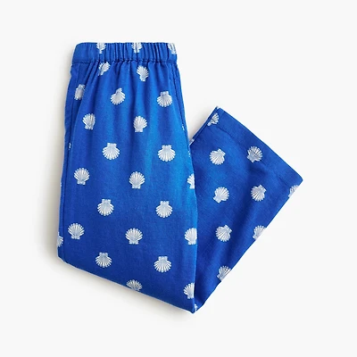 Girls' seashell-print linen-blend pant