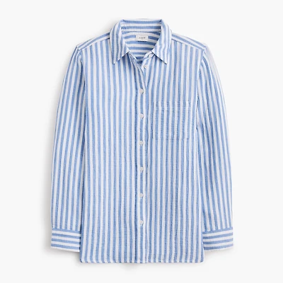 Striped gauze button-up shirt
