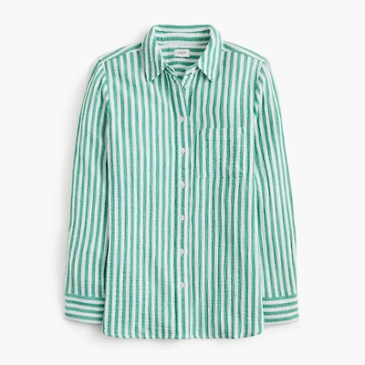 Striped gauze button-up shirt