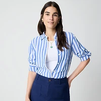 Striped gauze button-up shirt