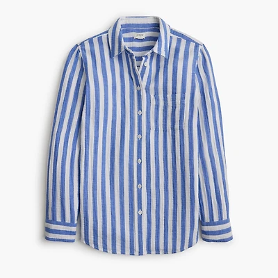Striped gauze button-up shirt