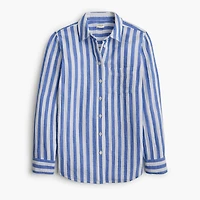 Striped gauze button-up shirt