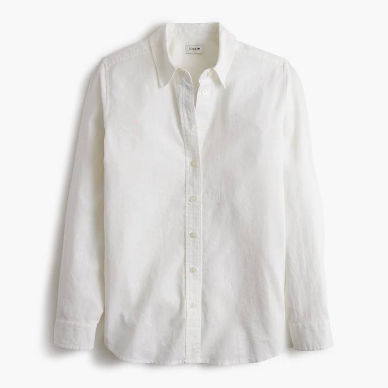 Petite linen-blend button-up shirt