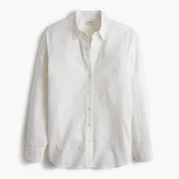 Petite linen-blend button-up shirt