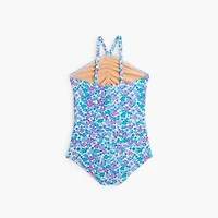 Girls' floral one-piece swimsuit