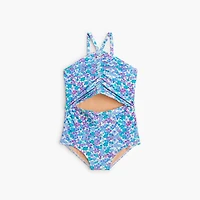 Girls' floral one-piece swimsuit