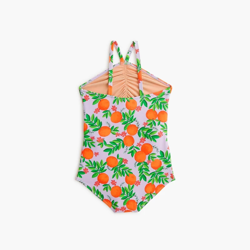 Girls' printed oranges one-piece swimsuit