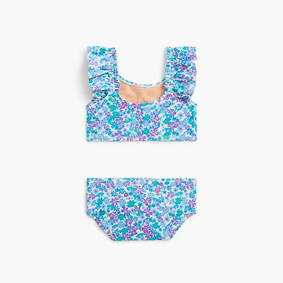 Girls' floral ruffle bikini set