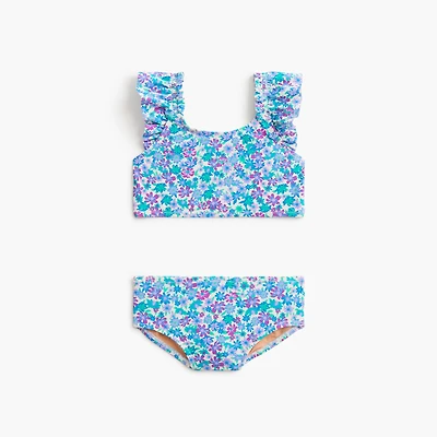 Girls' floral ruffle bikini set