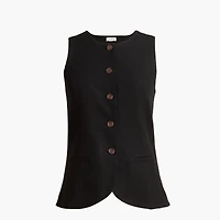 Linen-blend button-front vest