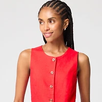 Linen-blend button-front vest