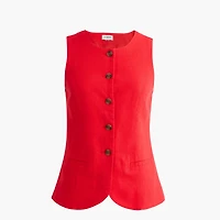 Linen-blend button-front vest