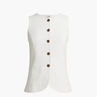 Linen-blend button-front vest