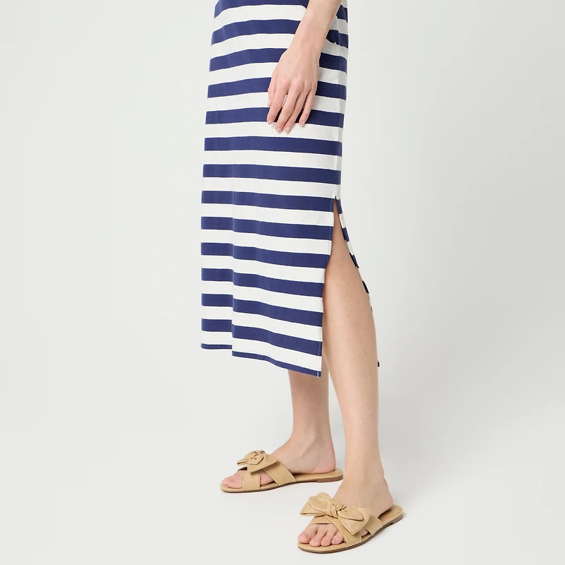 Striped knit midi dress