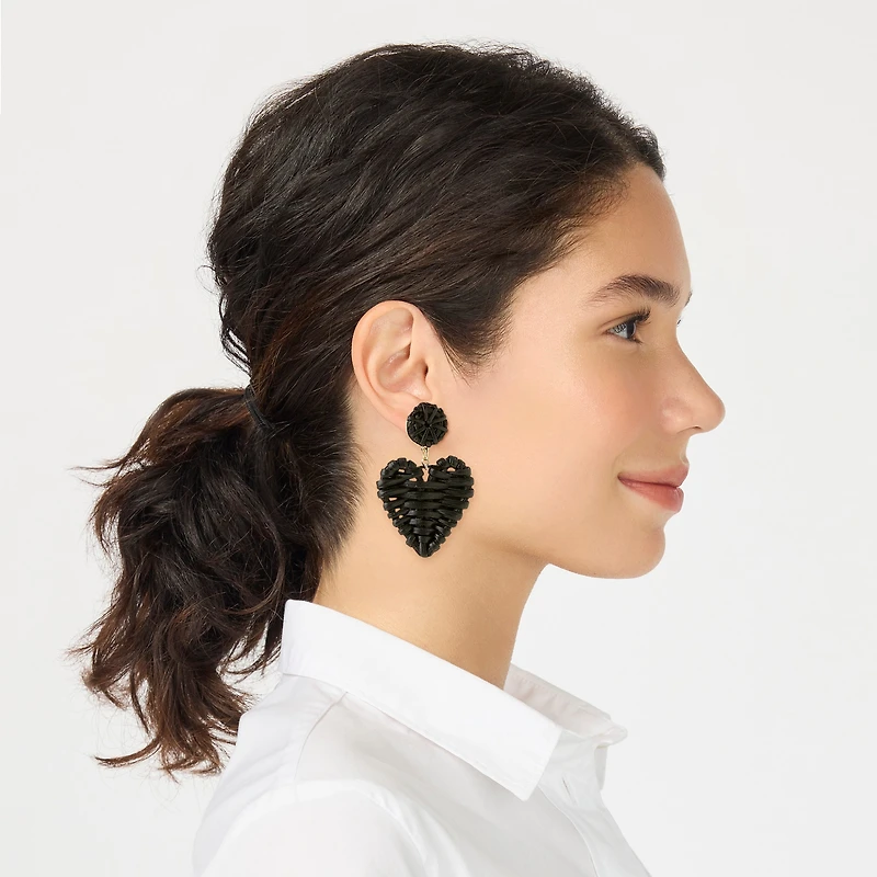 Woven heart statement earrings