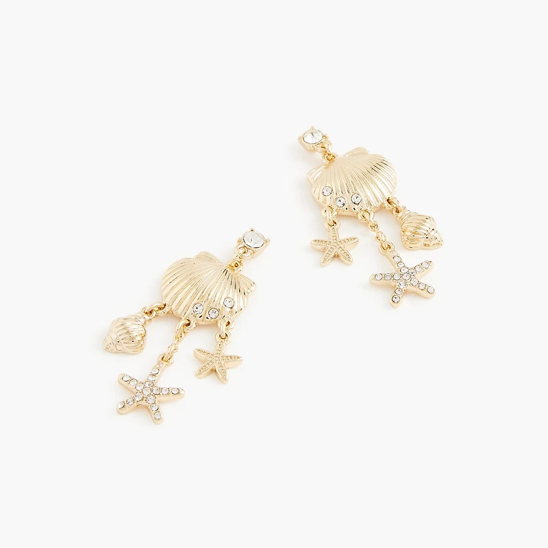 Seashell and starfish dangly earrings
