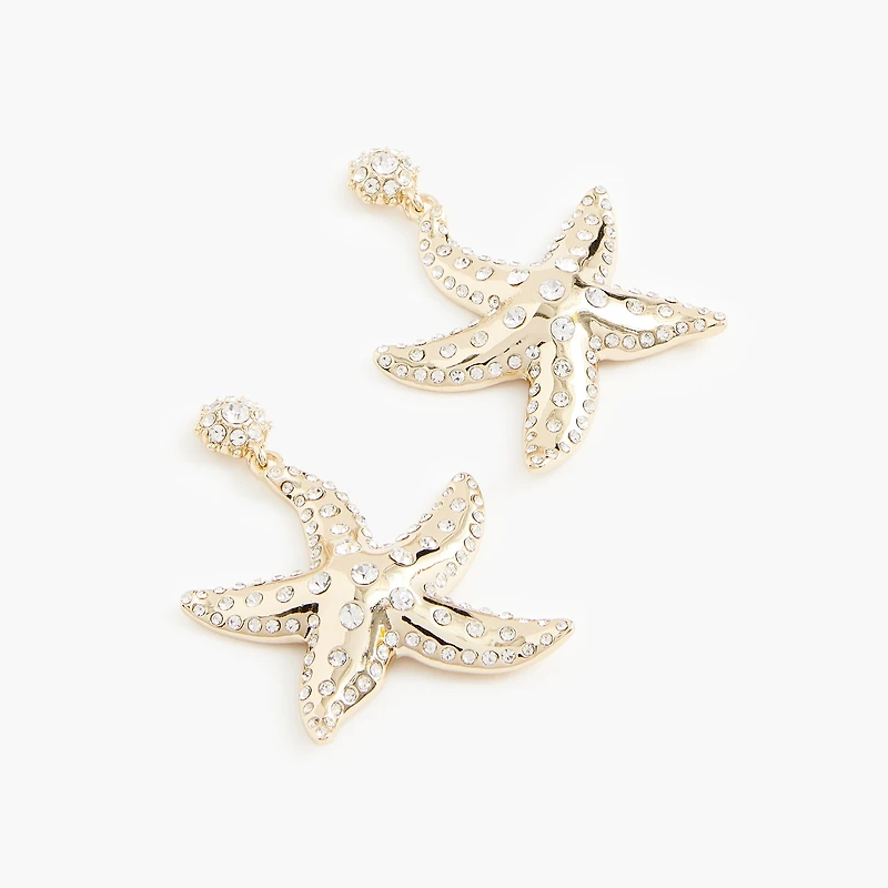 Crystal pavé starfish statement earrings