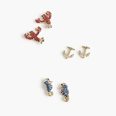 Nautical stud earrings set