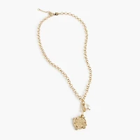 Pearl and coin charm necklace