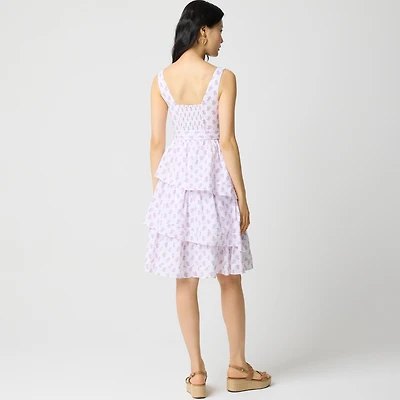 Sleeveless belted tiered midi dress