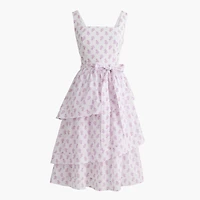 Sleeveless belted tiered midi dress