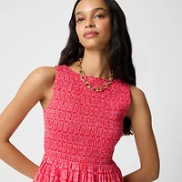 Smocked boatneck midi dress