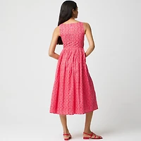 Smocked boatneck midi dress