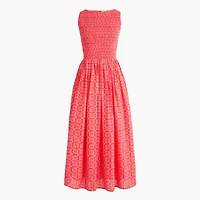 Smocked boatneck midi dress