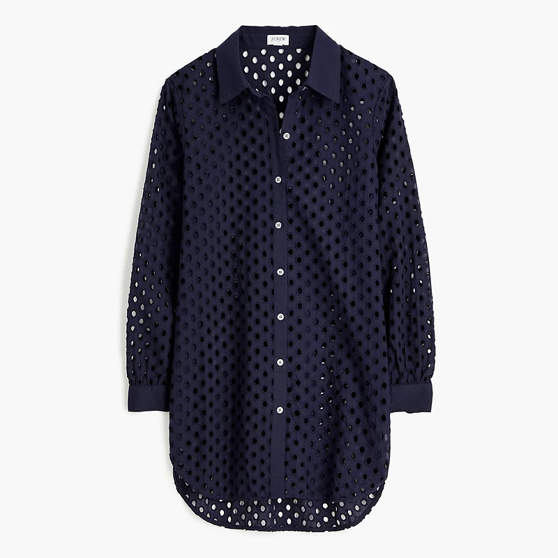 Button-front eyelet beach dress