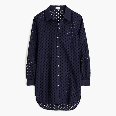 Button-front eyelet beach dress