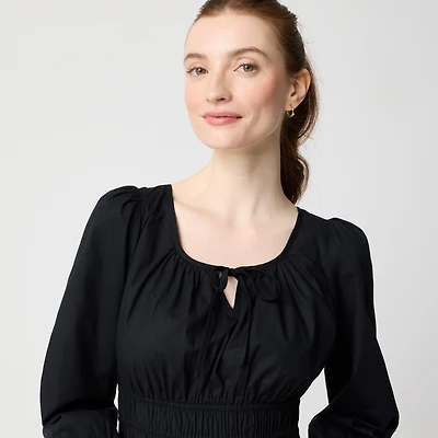 Smocked-waist mini dress