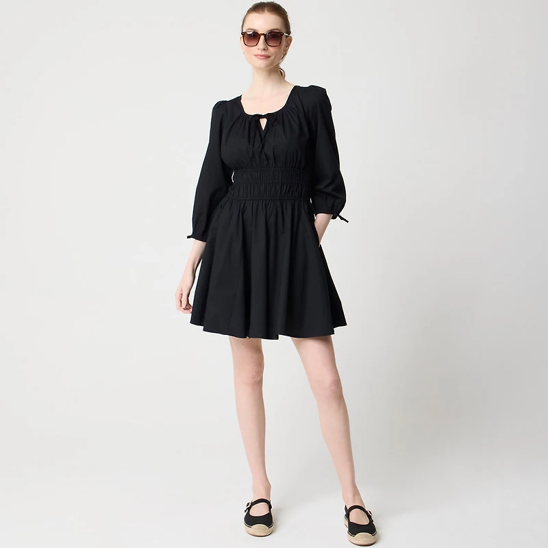 Smocked-waist mini dress