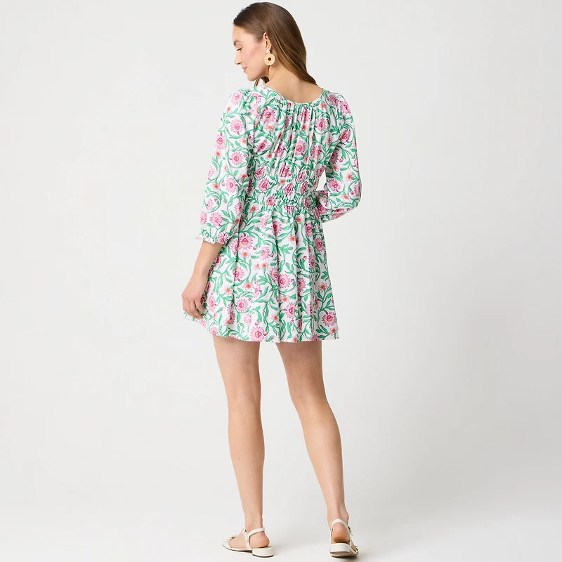 Smocked-waist mini dress