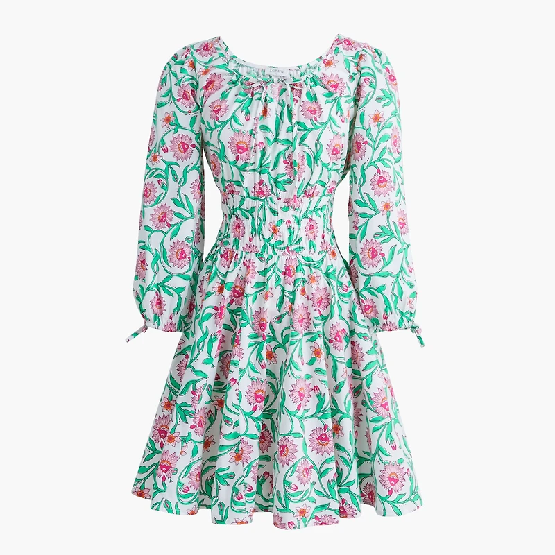 Smocked-waist mini dress